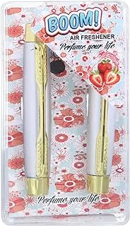 Boom car air freshener pen with strawberry scent - gold and silver
