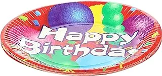 Party happy birthday print paper party plates set, 7 inch, 860106/6 multi color set of 6