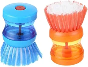 El Yassin Plastic Cleaning Brush with Soap Tank, 2 Pieces, Assorted Color - 7 x 7 cm