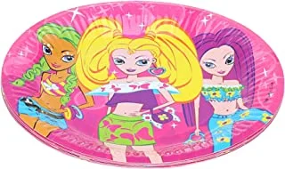 Party three girls print paper party plates set, 7 inch, 860140/6 multi color set of 6