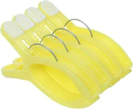 Plastic Blanket Laundry Pegs Set, 4 Pieces - Yellow