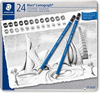 Mars lumograph 100-g24 metal box 24 assorted graphite pencils