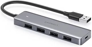 UGREEN USB Hub 3.0 4 منافذ فاصل USB رفيع للغاية لتمديد جهاز الكمبيوتر المحمول متعدد المنافذ مع منفذ شحن 5 فولت متوافق مع Surface Pro PS5 / PS4 / Xbox One ومحرك أقراص فلاش ومحرك أقراص ثابتة ولوحة مفاتيح وماوس