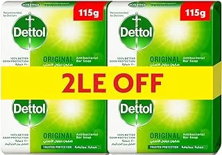 Dettol anti-bacterial bathing soap bar for effective germ protection, personal hygiene & odour protection, pine fragrance, 4 pieces 115g @20% off