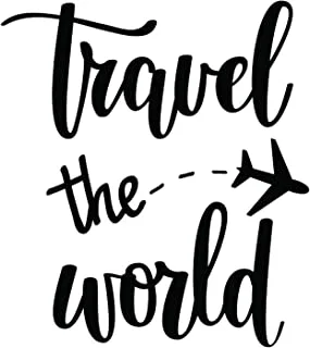 Solo e387 travel the world printed car sticker, 15 x 15 cm - black and white