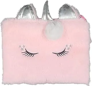 Fur unicorn colour pencil case/pink