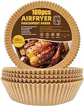 Air fryer disposable paper liner,100pcs 6.3 inch not sticky air fryer liners parchment paper, baking paper suitable for frying. bbq, air fryer, gourmet, microwave, parchment