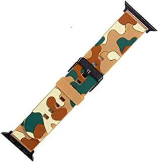 Generic Silicon waterproof watch replacement strap camouflage design compatible for watch 38mm, 40mm or 41mm - multi color