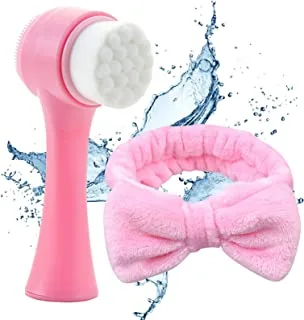 Manual Facial Cleansing Brush, Rosarden Non-Electric 2 in 1 Silicone Facial exfoliator (with 1 big Headband), for Deep Cleansing Gentle Exfoliating Removing Blackhead Massaging, All Types Skin