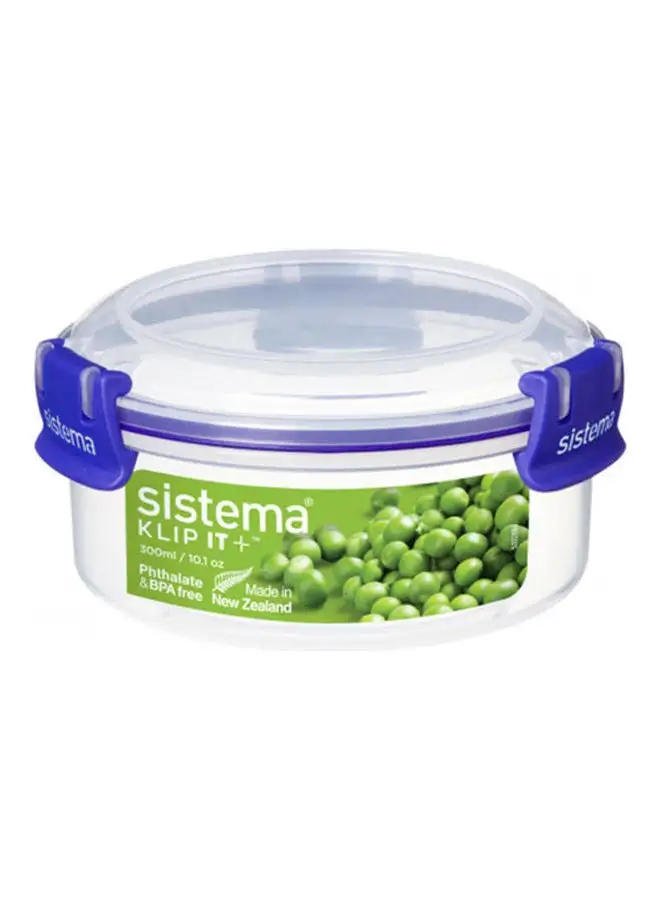 sistema Food Container Round Klip It Plus Blue 300ml