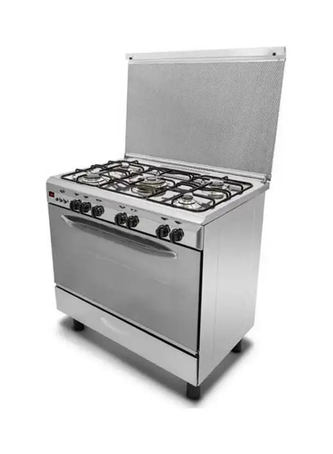 Kiriazi Gas Cooker 90*60 9604/1F Stainless Steel - Full Safety - Digital Screen - Fan 9604F Silver