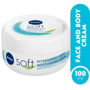 NIVEA Moisturising Cream, Soft Refreshing for Face Body Hands, Fast Absorbing,, Jar 100ml