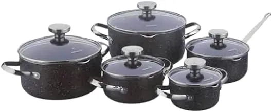 Korkmaz etna black 10 pcs cookware set