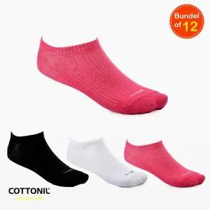 Cottonil Bundle Of 12 Unisex Plain Low Cut Socks