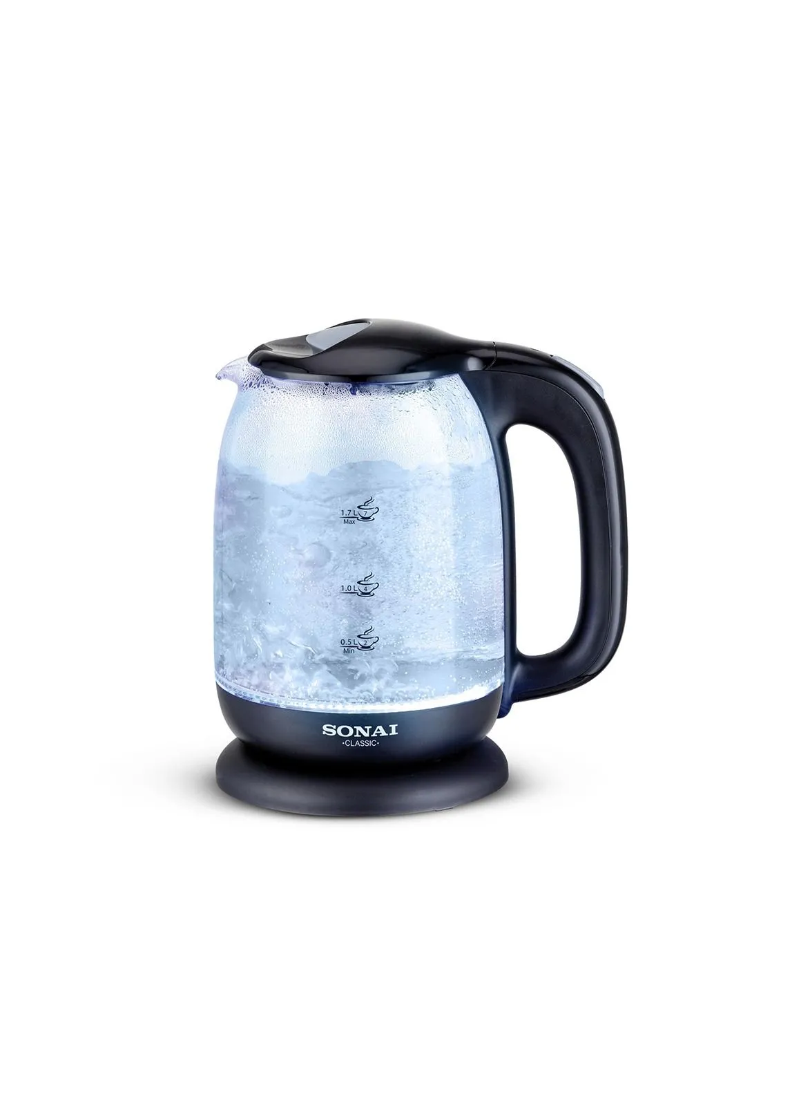 Sonai Sonai Kettle - Classic 2200 Watt, 1.7 Liter Glass LED Light - MAR-3752 MAR-3752 Black