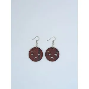 Unamused Emoji Earrings - Brown