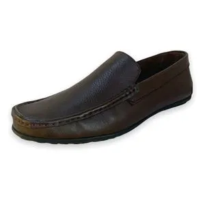 Roadwalker Genuine Leather Stitch Detail Slip On Shoes For Men-Brown-41
