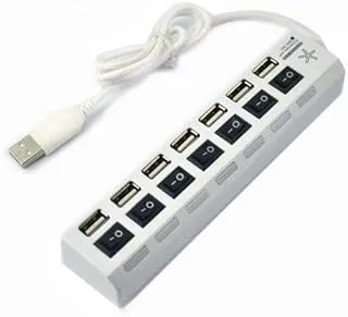 7 Port Slot Tap Usb 2.0 Hub Adapter Splitter Power On/off Switch Led Light (white)