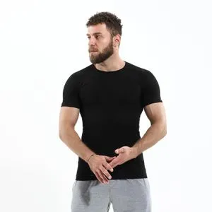 Cottonil Cotton Stretch Short Sleeves Black Undershirt