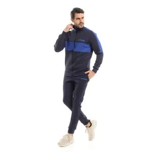 Air Walk Sportive Tracksuit With One Stripe Designed Jacket - Navy Blue & Blue