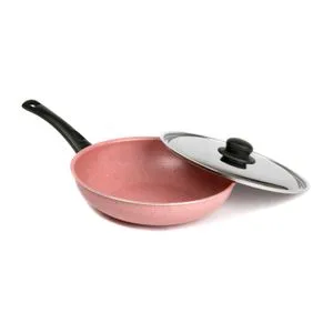 Lazord Granite Deep Frying Pan With Stainless Lid - 28 Cm - Cashmere
