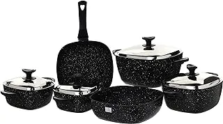 SAFLON COOKWEAR SET 10 PCS SQUARE GRANIT H/BAKALIT BLACK