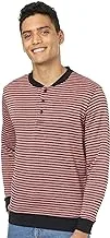 offcliff Men henly stripped sweatshirt long sleeves with buttons-cashmer-m