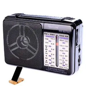 Golon 607-Classic Mini Electric  Radio - Black + Free Mobile Holder Wood