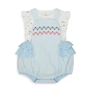 Mothercare Blue Frill Bibshorts And Bodysuit Set