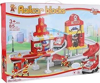 Railcar Fire Brigsde Building Blocks With Sound And Light – 85 Pcs