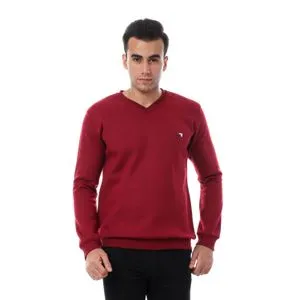 Caesar V NECK Sweatshirt - Burgandy