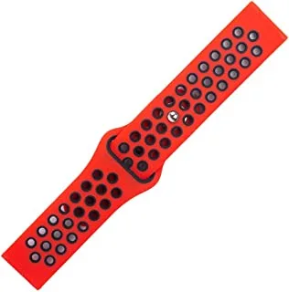 Generic Silicon waterproof breathable watch replacement strap compatible for watch 22mm - orange black