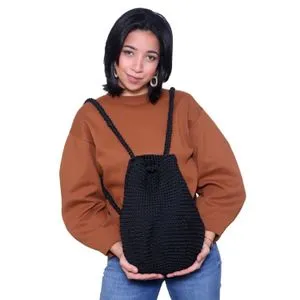 Ebda3 Men Masr Casual Crochet Solid Color Backpack - Black
