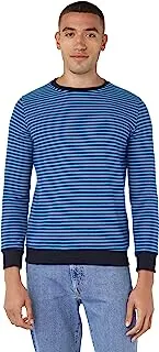 CAESAR Mens Mens Round Neck Stripped Sweatshirt SweatShirt