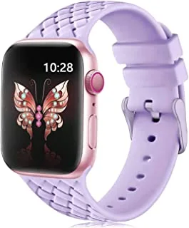 watch strap Silicone woven pattern replacement band for apple watch series 1/2/3/4/6/se (purple)-small