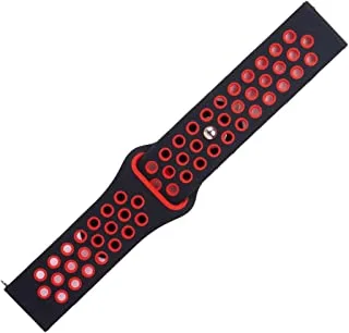 Generic Silicone waterproof breathable watch replacement strap compatible for watch 22mm - black orange