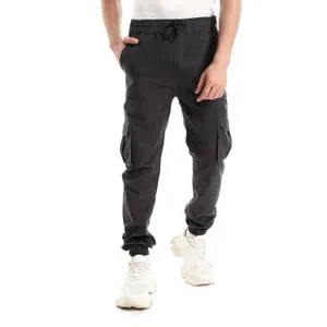 Caesar Solid Gabardine Cargo Pants With Hem