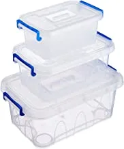 AGFA Plastic Squared Refrigerator Food Container Set, 20 x 30 cm, 3 Pieces - Clear