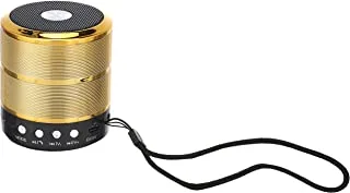 Wireless bluetooth handsfree mic speaker with fm scan, gold