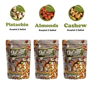 Discount Nuts Roasted & Salted Cashew + Pistachio + Almond - 500gm