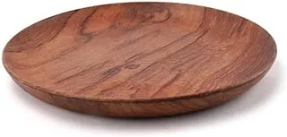 طبق خشب سرسوع دائرى وسط/HayahWood Round Dark Wooden Plate Midum