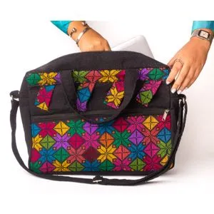 Ebda3 Men Masr Colorful Embroidery Laptop Bag  - Heather Dark Gray