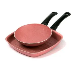 Lazord Granite Cooking Frying Pan And Grill Pan Set - Cashmere