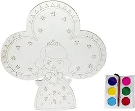 El Shams Wood Coloring Board With Watercolor 6 Color Palette And Brush Shape Doll For Unisex