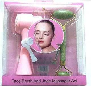 Face brush and green stone jade massager set for face