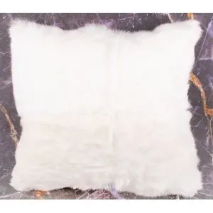 Ebda3 Men Masr White Fur And Leather Pillow - White - 40×45 Cm