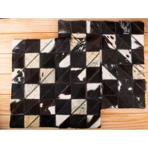 Ebda3 Men Masr Genuine Leather Pillow Set - Black & Brown Shades - 40×45 Cm