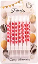 Generic Small Birthday Candle With Holder And Crown Design Set Of 6 Pieces For Birthday Party - White Red