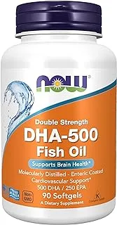 NOW Supplements, DHA-500 with 250 EPA, Molecularly Distilled, Supports Brain Health*, 90 Softgels