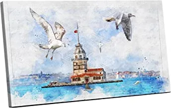 Canvas wall art, abstract framed portrait of kiz kulesi in the bosphorus in istanbul 120 w x 80 h x 2 d